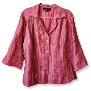 Women Statement Shacket Shirt Top Jones NY Pink 18W Lagenlook Artsy Cocktail